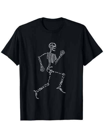 Men's Graphic T-Shirt Skeleton Bones In Motion On A Running Dark Shirt