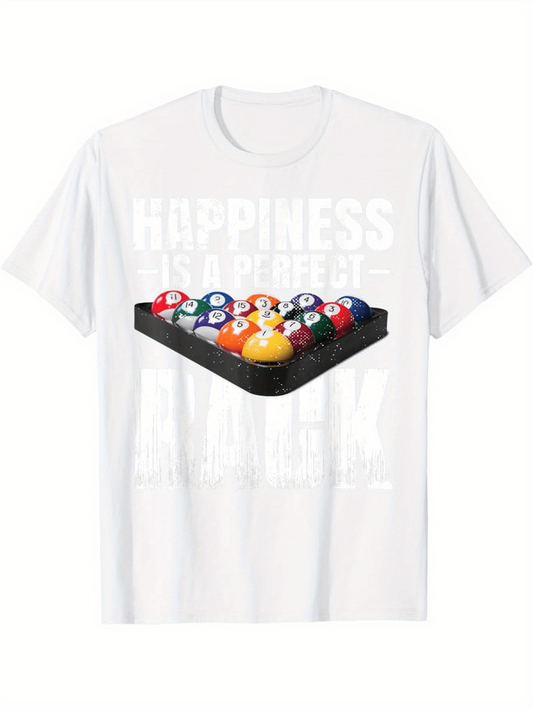 Men's Graphic T-Shirt Happiness Is A Perfect Rack Pool Balls Set Table