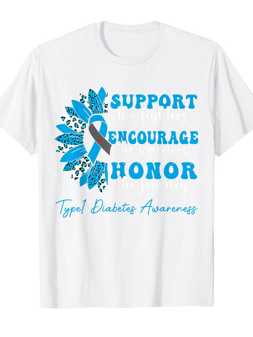 Men's Graphic T-Shirt Support Encourage Honor Blue Floral With Awareness Ribbon T Shirt