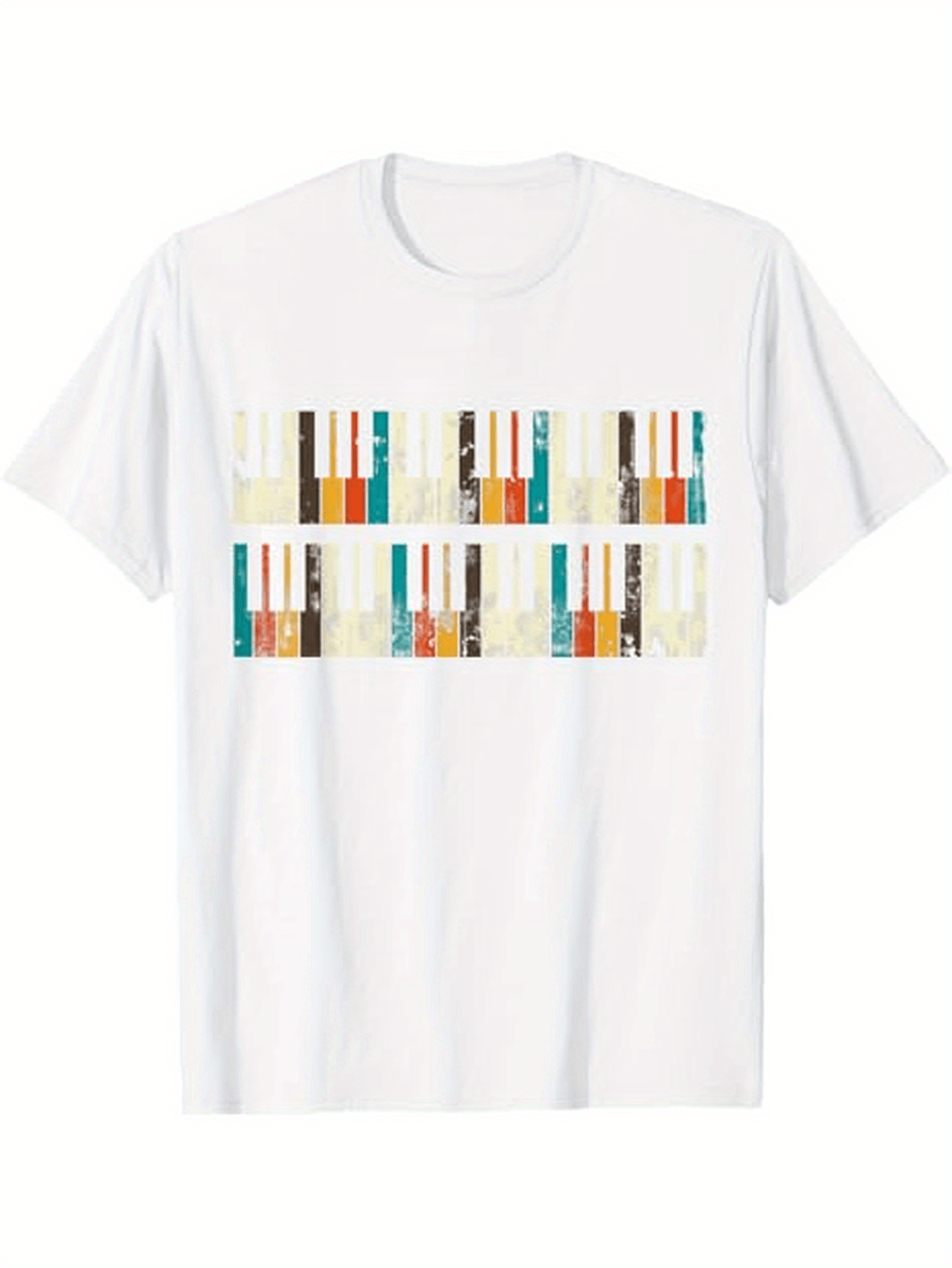 Men's Graphic T-Shirt Colorful Vertical Striped Lines Pattern With Abstract Artistic Accents