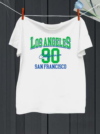 Men's Graphic T-Shirt Athletic Retro Green Accented Urban Lettering Jersey Number Shirt