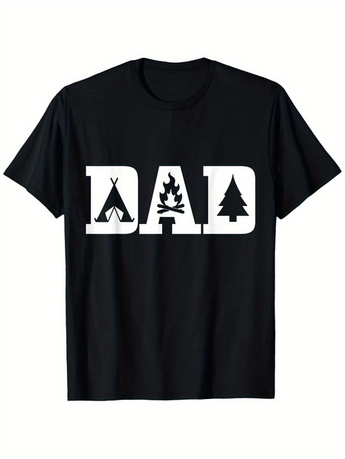 Men's Graphic T-Shirt Dad With Campfire Tent And Pine Tree Letters