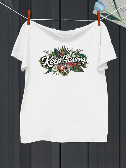 Men's Graphic T-Shirt Keep Growing Flourishing Leaves With Fresh Blossoming Tropical Flower