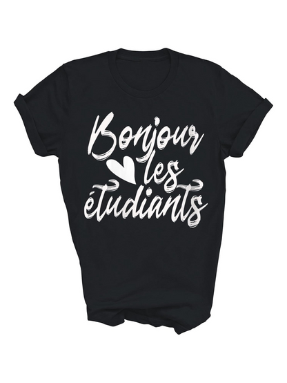 Men's Graphic T-Shirt Bonjour Les Etudiants French Teacher white print text