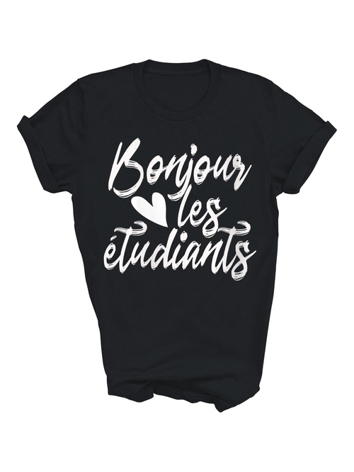 Men's Graphic T-Shirt Bonjour Les Etudiants French Teacher white print text