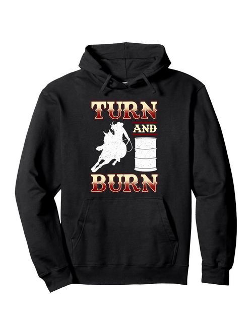 Men's Graphic Hoodie Turn And Burn Barrel Racing Silhouette With Horse And Rider