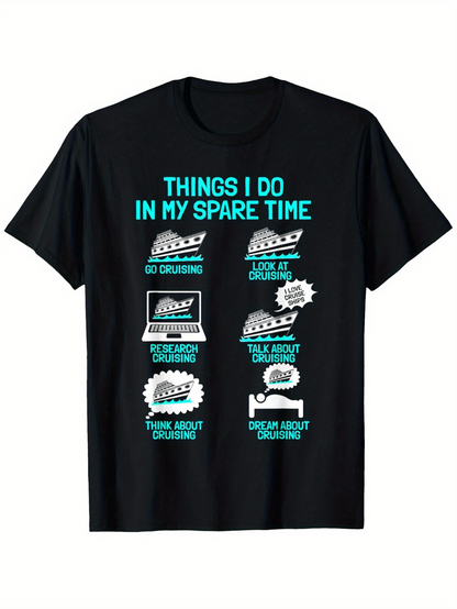 Men's Graphic T-Shirt Things I Do In My Spare Time Cartoon Rally Cars And Playful Lettering Motif