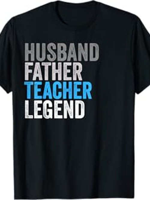 Men's Graphic T-Shirt Husband Father Teacher Legend Bold Blocked Letter Typography Text