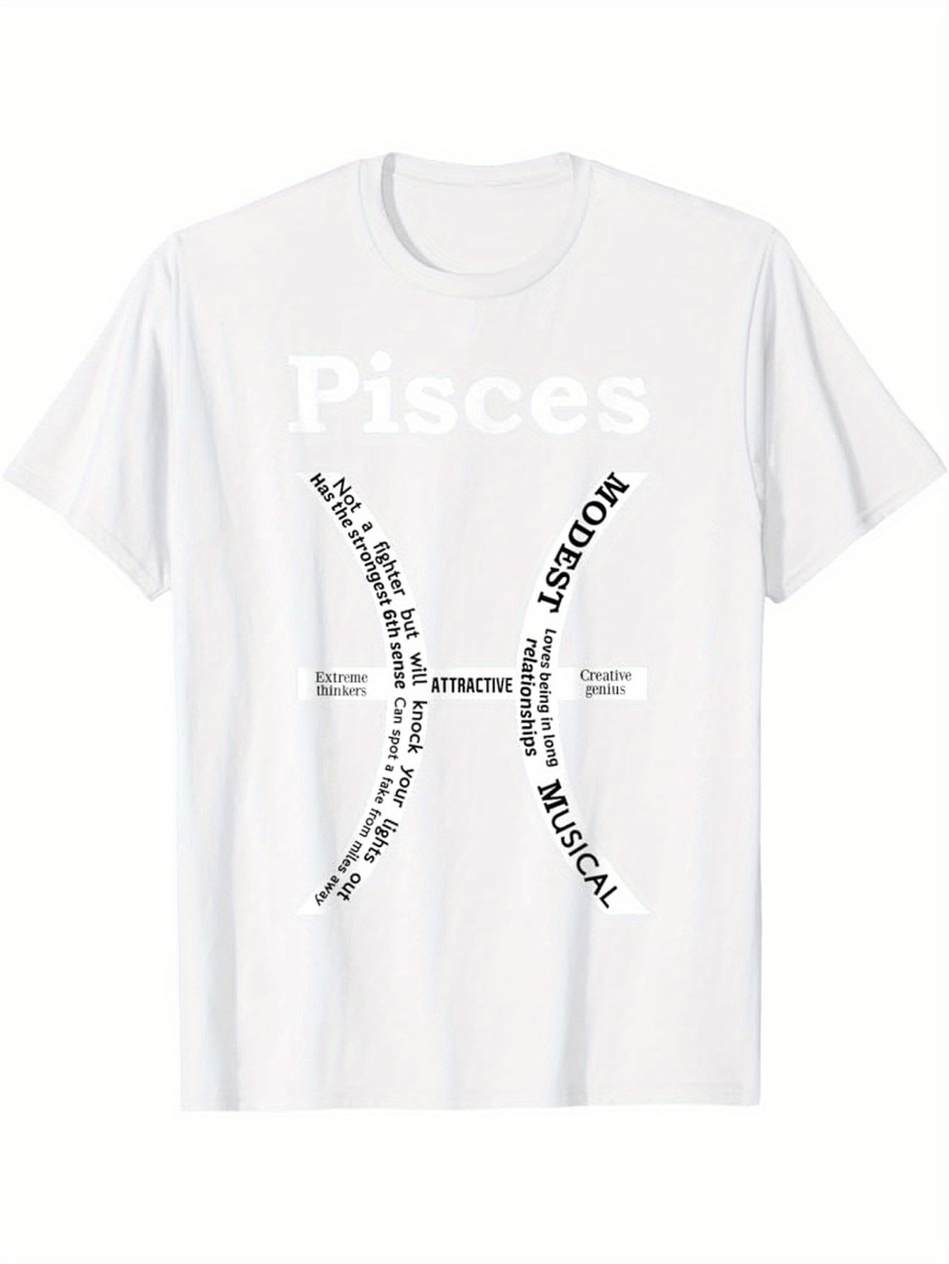 Men's Graphic T-Shirt Artistic Traits With Bold Pisces Zodiac Symbol Design