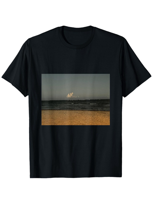 Men's Graphic T-Shirt Golden Sand And Gentle Waves Under A Calm Moonlit Night Ocean