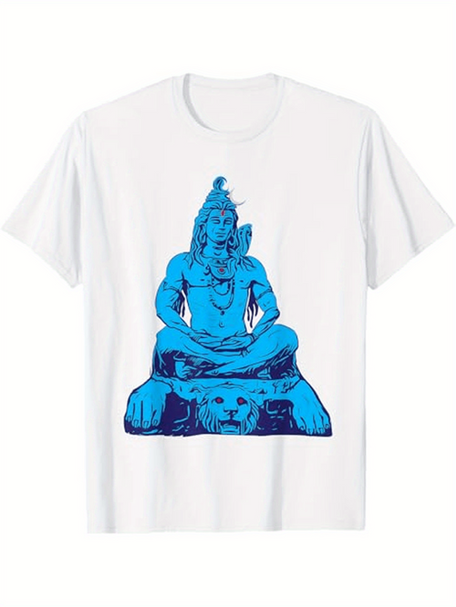 Men's Graphic T-Shirt Blue Meditative Harmony With Serene Divine Energy Seated Deity