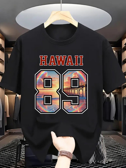 Men's Graphic T-Shirt Hawaii Sunset View With Scenic Bridge Number 89