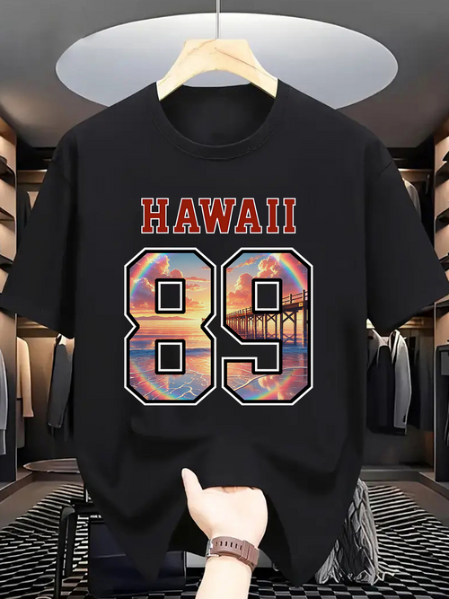 Men's Graphic T-Shirt Hawaii Sunset View With Scenic Bridge Number 89