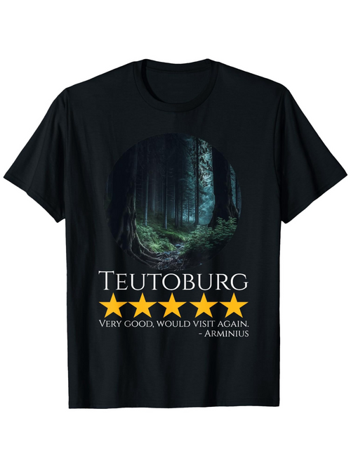 Men's Graphic T-Shirt Teutoburg Five Gold Stars With Deep Blue Misty Forest