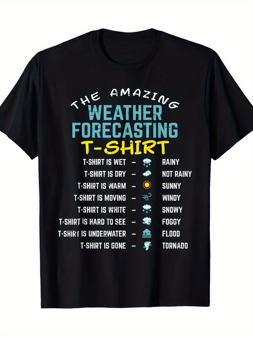 Men's Graphic T-Shirt Funny Weather Forecast Infographic With Colorful Weather Icons T Shirt