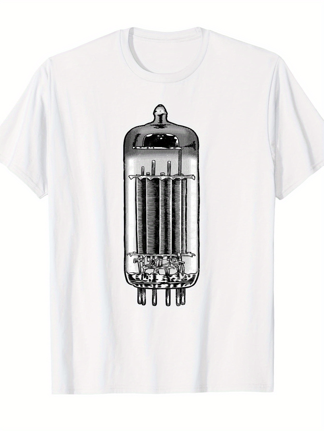Men's Graphic T-Shirt Vintage Glass Circuit Art With Shaded Reflections Under Warm Studio Light Tube