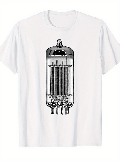 Men's Graphic T-Shirt Vintage Glass Circuit Art With Shaded Reflections Under Warm Studio Light Tube