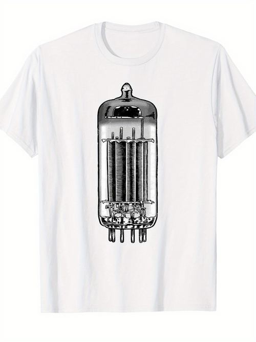Men's Graphic T-Shirt Vintage Glass Circuit Art With Shaded Reflections Under Warm Studio Light Tube
