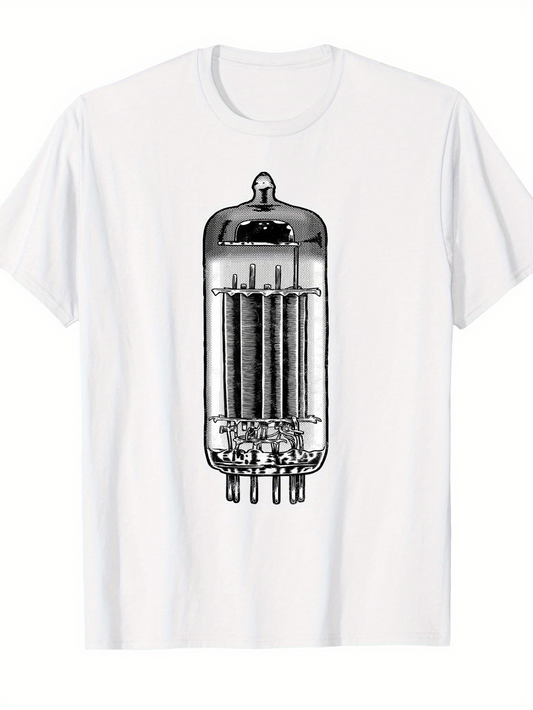 Men's Graphic T-Shirt Vintage Glass Circuit Art With Shaded Reflections Under Warm Studio Light Tube