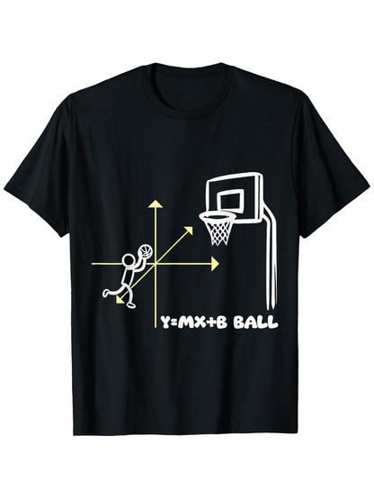 Men's Graphic T-Shirt Mathematical Graph Arrows With Stick Figure Shooting At Basketball Hoop