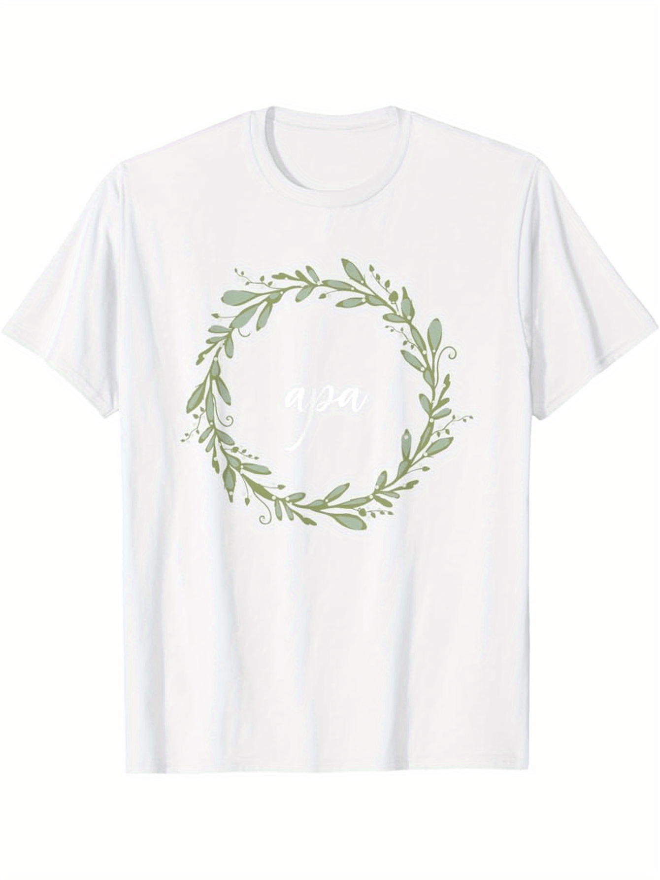 Men's Graphic T-Shirt Dream With Green Leaves Circle Botanical Wreath Design