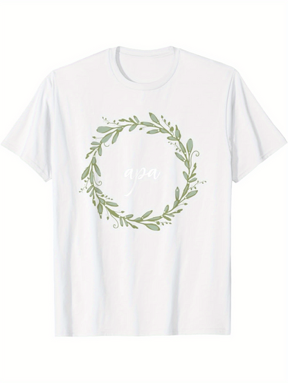 Men's Graphic T-Shirt Dream With Green Leaves Circle Botanical Wreath Design