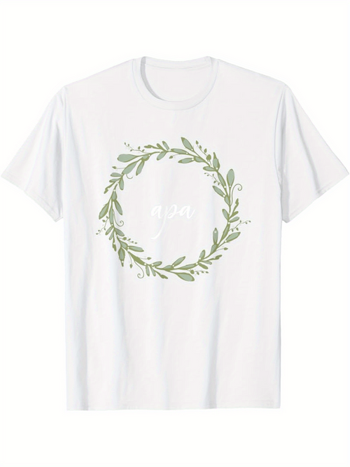Men's Graphic T-Shirt Dream With Green Leaves Circle Botanical Wreath Design