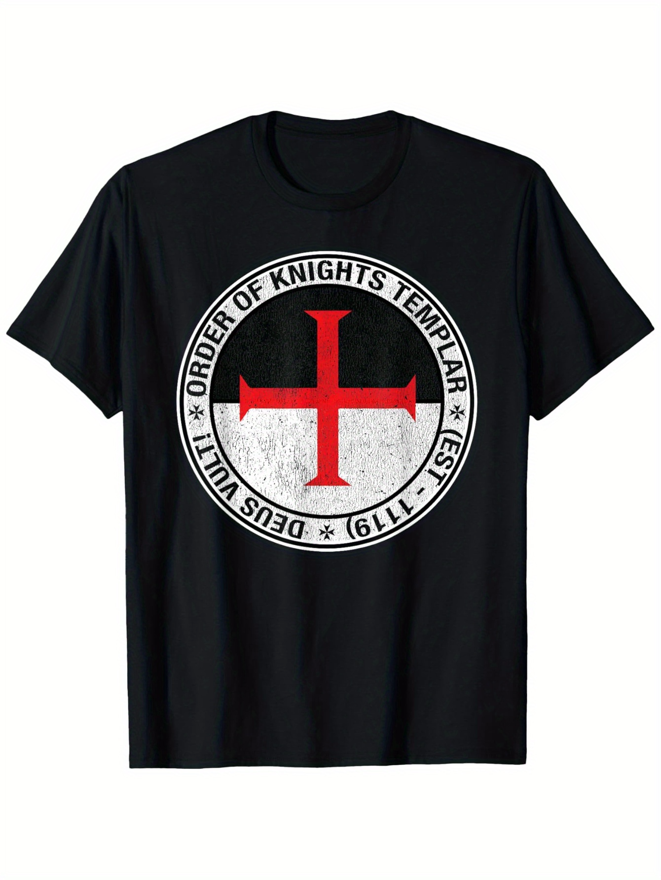 Men's Graphic T-Shirt Order Of Knights Templar Red Crusader Cross Emblem With Latin Motto