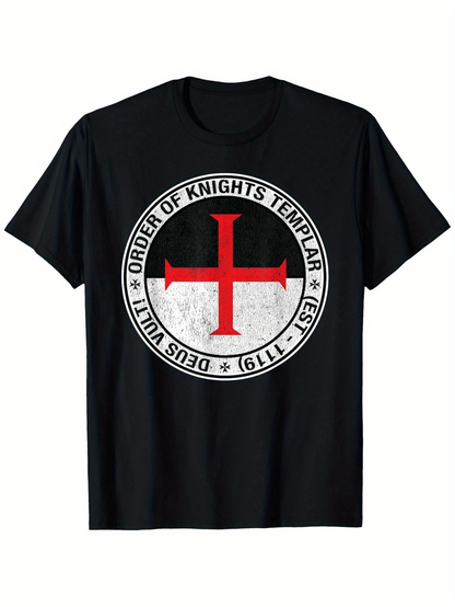 Men's Graphic T-Shirt Order Of Knights Templar Red Crusader Cross Emblem With Latin Motto