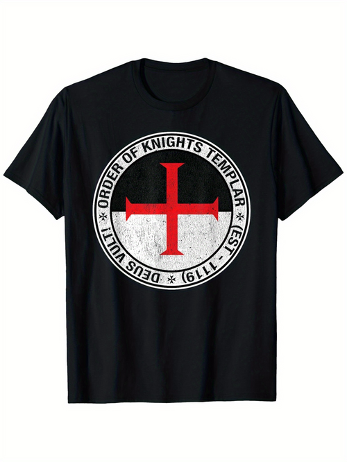Men's Graphic T-Shirt Order Of Knights Templar Red Crusader Cross Emblem With Latin Motto