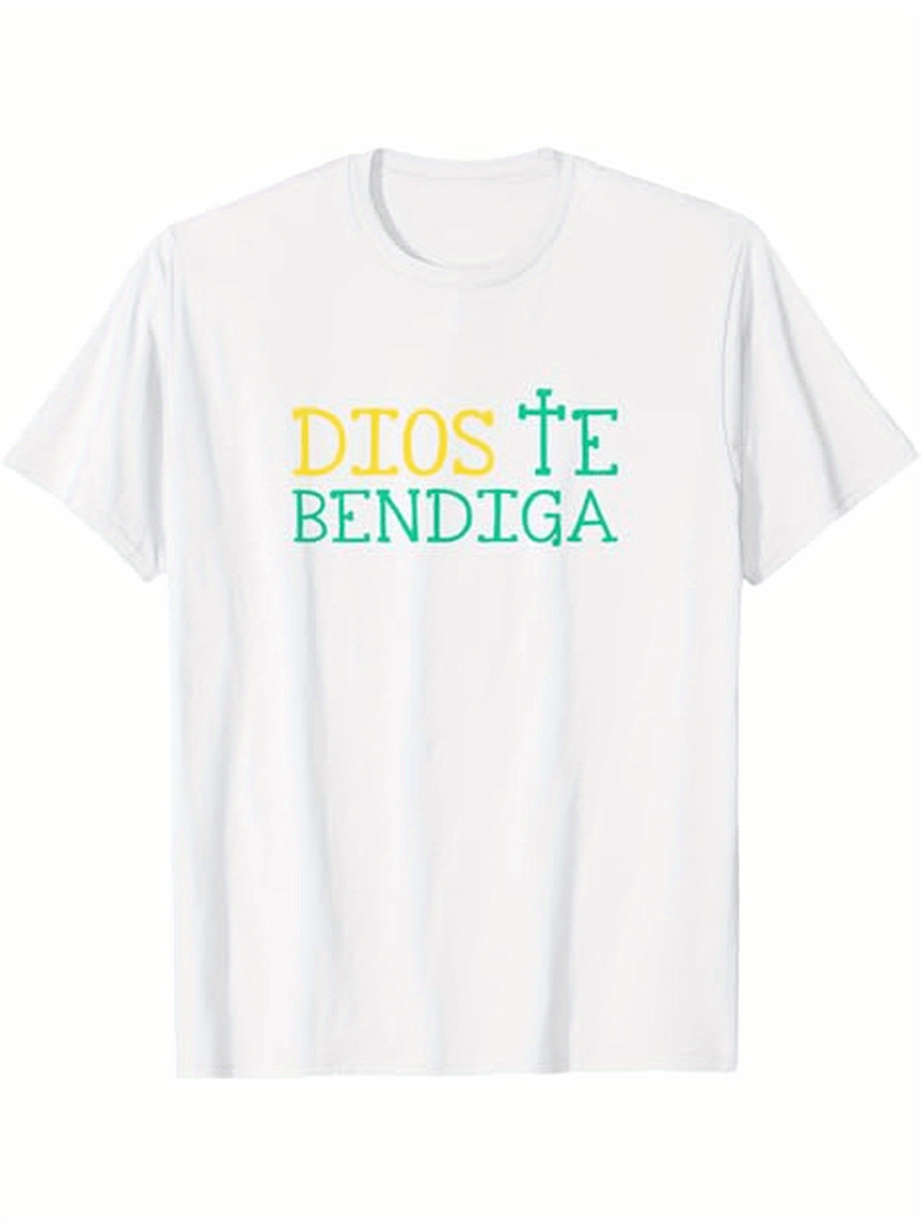 Men's Graphic T-Shirt Dios Te Bendiga (God Bless You) Christian Spanish text with Cross