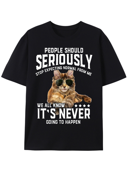 Men's Graphic T-Shirt People Should Seriously Sunglasses Cat With Playful Attitude Sitting Relaxed T Shirt