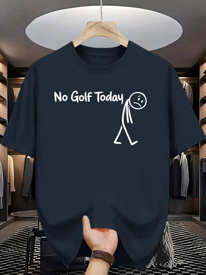 Men's Graphic T-Shirt No Golf Today Sad Cartoon Stickman Under Slumped Typography Figure