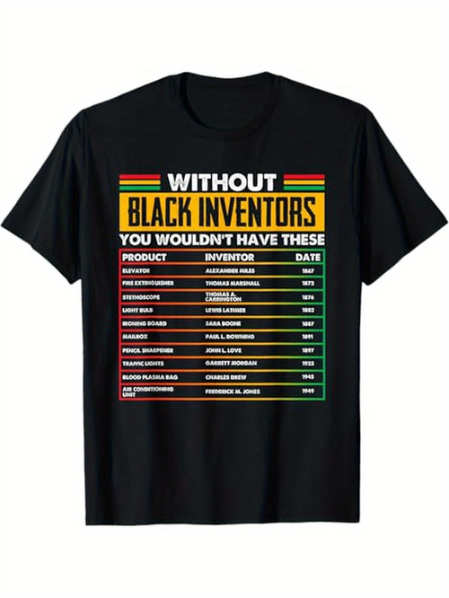 Men's Graphic T-Shirt Without Black Inventors Colorful Banner With Informational Timeline Chart Text