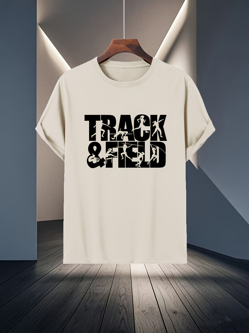 Men's Graphic T-Shirt Urban Graffiti Lettering With Block Shadows On White Track And Field