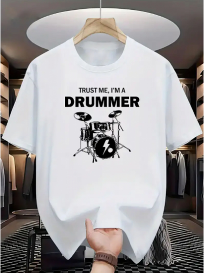 Men's Graphic T-Shirt Trust Me I Am A Drummer With Classic Drum Kit Surrounded By Stage Lights