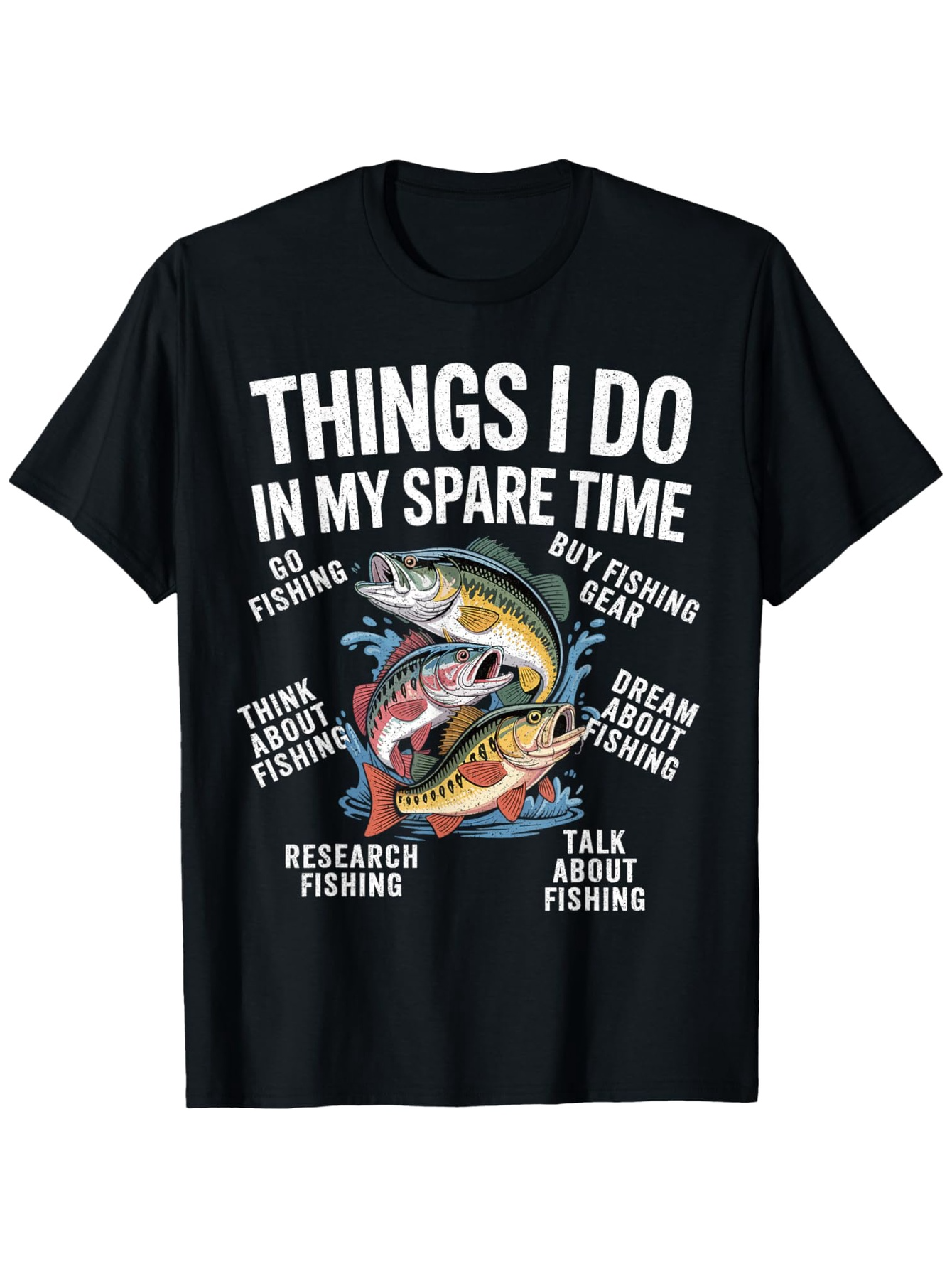 Men's Graphic T-Shirt Things I Do In My Spare Time Colorful Leaping Fish Surrounded By Water Splashing