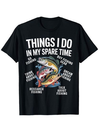 Men's Graphic T-Shirt Things I Do In My Spare Time Colorful Leaping Fish Surrounded By Water Splashing
