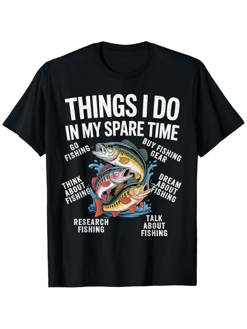Men's Graphic T-Shirt Things I Do In My Spare Time Colorful Leaping Fish Surrounded By Water Splashing