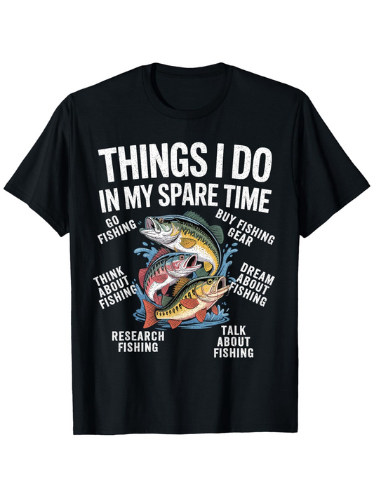 Men's Graphic T-Shirt Things I Do In My Spare Time Colorful Leaping Fish Surrounded By Water Splashing