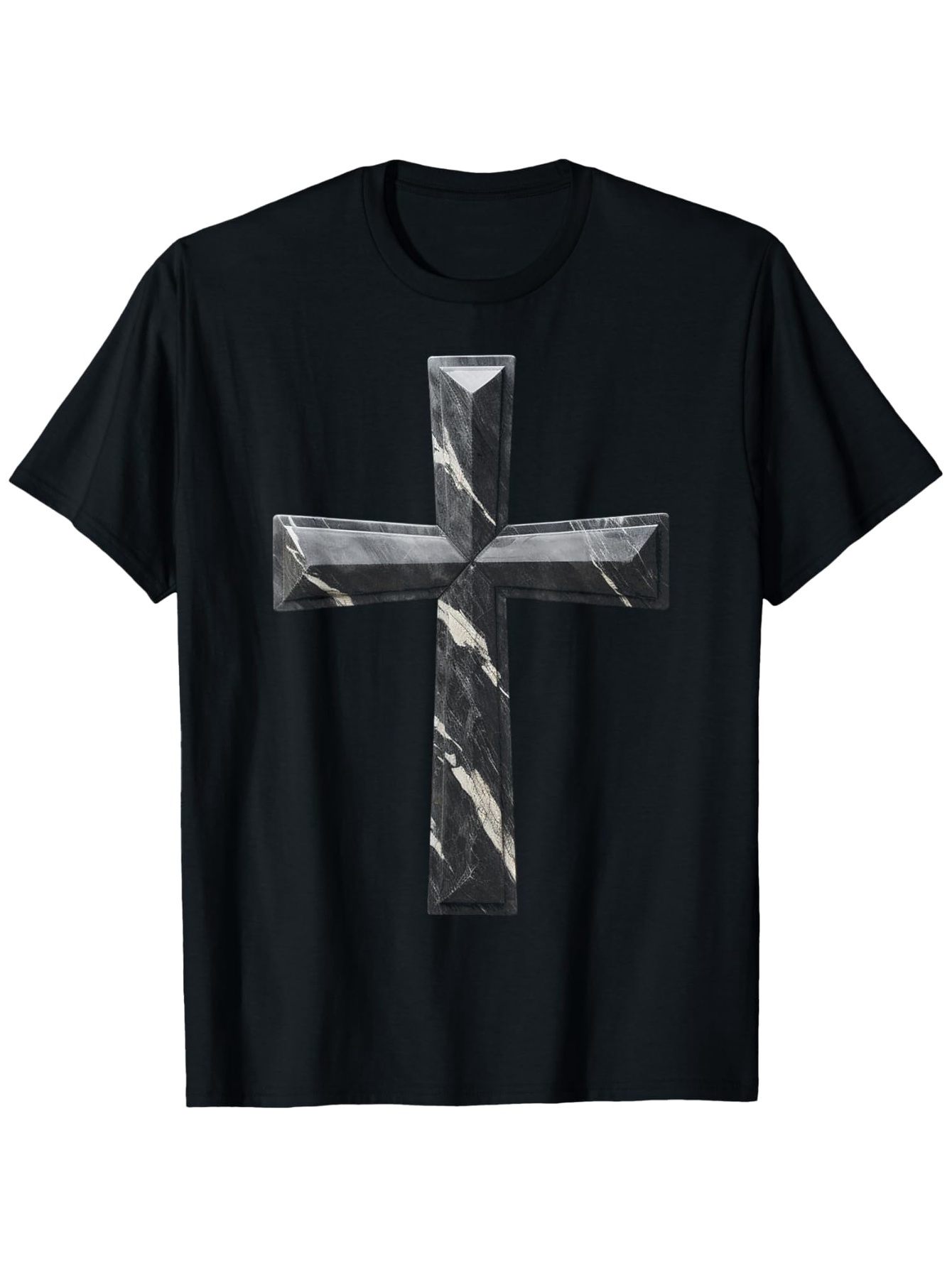 Men's Graphic T-Shirt Marble Patterned Bold Shading Across Shiny Artistic Cross