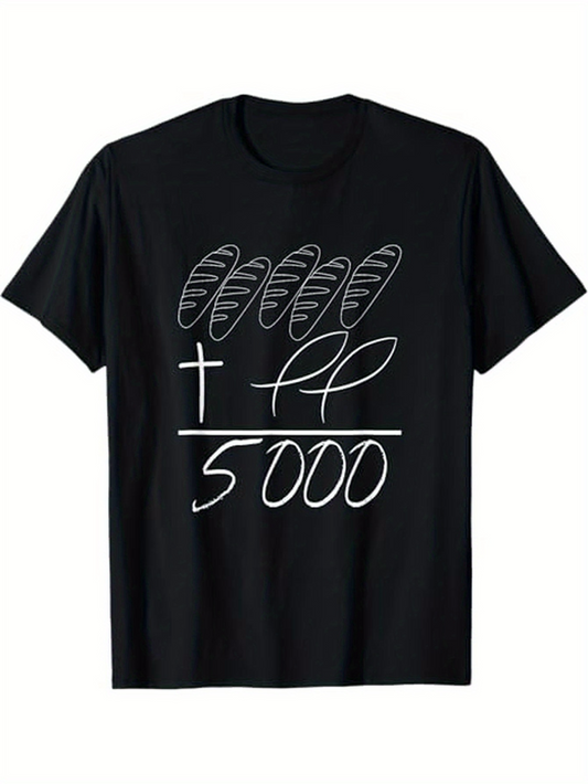 Men's Graphic T-Shirt Five Loaves With Two Fish Simple Chalk Drawing And The Number 5000