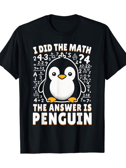 Men's Graphic T-Shirt I Did The Math With Numbers And Cute Cartoon Penguin