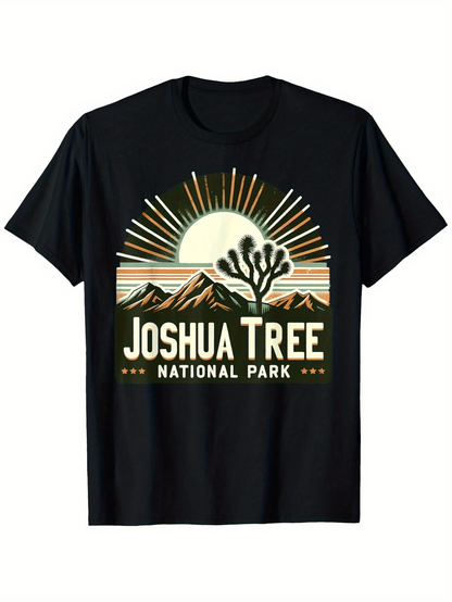 Men's Graphic T-Shirt Joshua Tree Sunrise With Mountains Among Radiant Desert Landscape