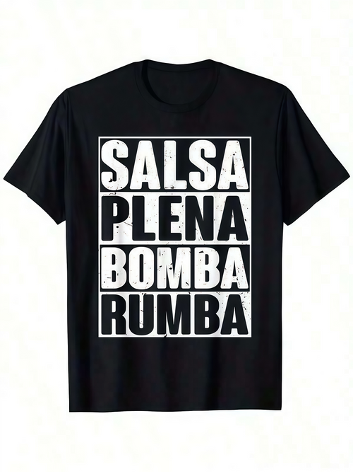 Men's Graphic T-Shirt Salsa Plena Bomba Rumba Bold White Block Letters Iconic Dance T Shirt