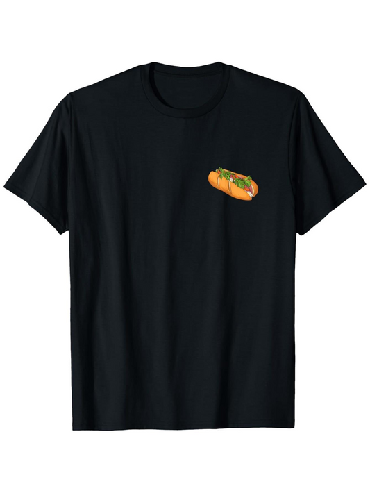Men's Graphic T-Shirt Fresh French Bread With Vegetables On Crisp Black T Shirt Baguette