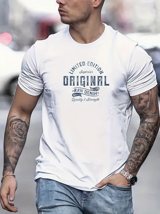 Men's Graphic T-Shirt Limited Edition Typography With Vintage Lettering On White Cotton Original