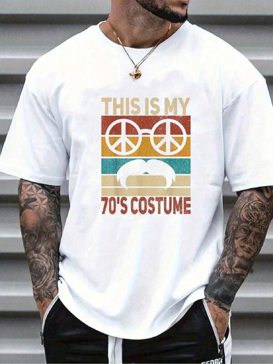Men's Graphic T-Shirt This Is My Seventies Costume With Retro Sunglasses And Mustache