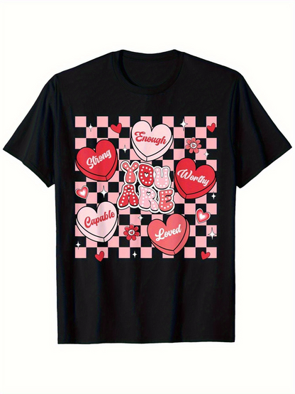 Men's Graphic T-Shirt Love You Are Enough Worthy Sweet Cupcake Heart Motif
