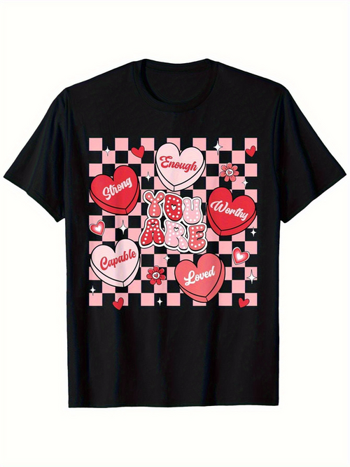 Men's Graphic T-Shirt Love You Are Enough Worthy Sweet Cupcake Heart Motif